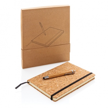 Logo trade promotional item photo of: A5 notebook with bamboo pen including stylus