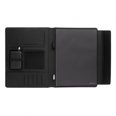 Logo trade promotional merchandise image of: Fiko 5W wireless charging portfolio A4 with powerbank