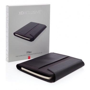 Logotrade advertising products photo of: Fiko wireless charging A5 portfolio with powerbank