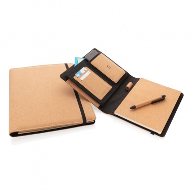 Logo trade promotional giveaways image of: Deluxe cork portfolio A5 with pen