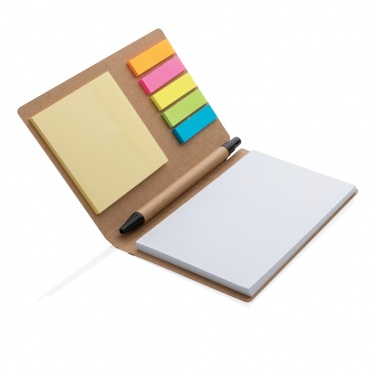 Logo trade promotional item photo of: Kraft sticky notes A6 booklet with pen