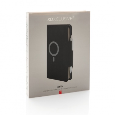 Logo trade business gifts image of: Artic Magnetic 10W wireless charging A5 notebook