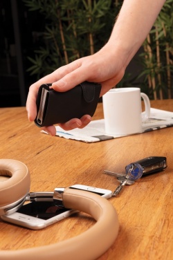 Logo trade corporate gifts picture of: Standard aluminium RFID cardholder with PU wallet