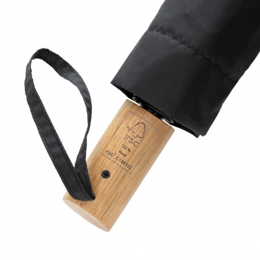 Logo trade advertising product photo of: Kaycey 21" AWARE™ RPET Acacia wood mini auto open umbrella