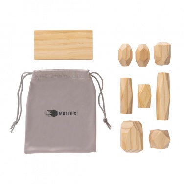 Logo trade promotional items image of: Ukiyo Crios wooden balancing rocks in pouch