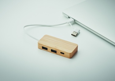 Logotrade promotional product picture of: Bamboo USB 3 ports hub