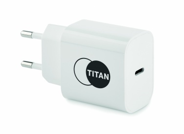 Logotrade promotional gift picture of: 20W 2 port USB charger EU plug