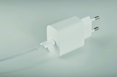 Logo trade promotional giveaways image of: 20W 2 port USB charger EU plug