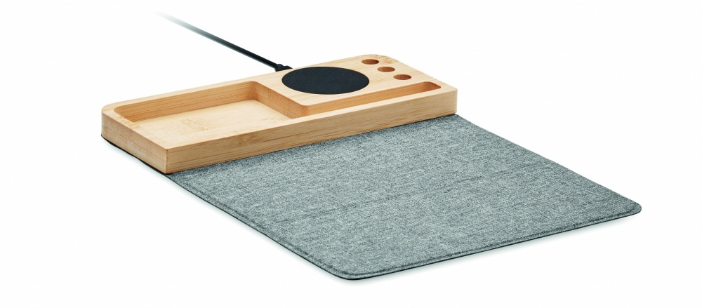 Logo trade promotional gift photo of: Wireless charger in bamboo 15W