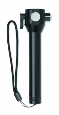 Logo trade advertising products image of: 3-in-1 aluminum flashlight with an emergency hammer and seatbelt cutter, customizable with printing