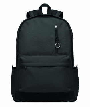 Logo trade promotional giveaways picture of: A 15-inch laptop backpack made of recycled pre-consumer cotton with customizable printing