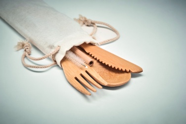 Logo trade business gift photo of: Bamboo cutlery with straw