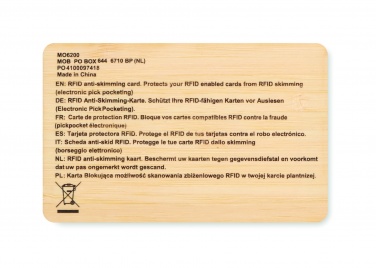 Logo trade promotional giveaways picture of: RFID card in bamboo material
