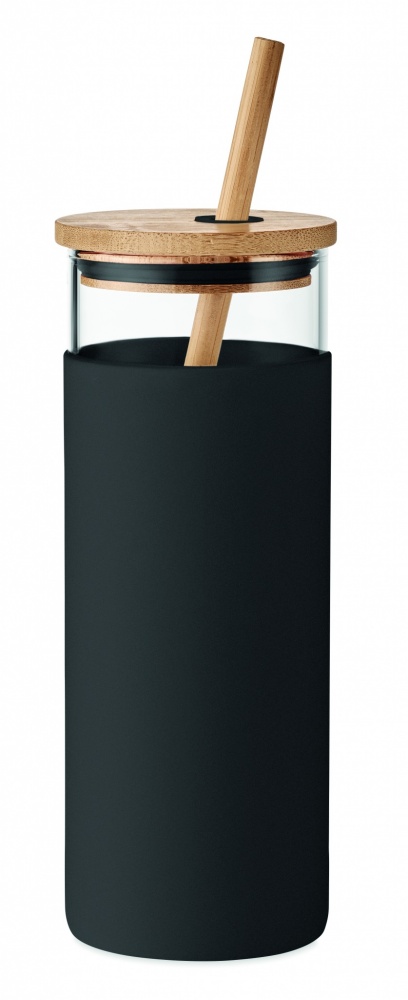 Logo trade promotional merchandise image of: Glass tumbler 450ml bamboo lid