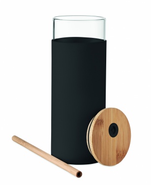 Logotrade promotional products photo of: Glass tumbler 450ml bamboo lid