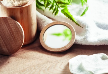 Logo trade corporate gift photo of: Bamboo make-up mirror