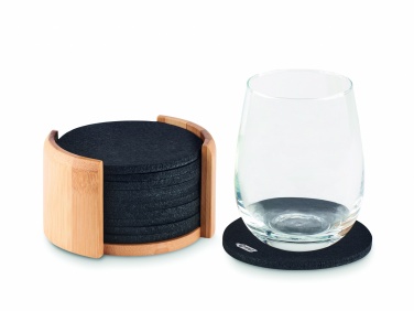 Logotrade corporate gift image of: RPET coasters in bamboo holder