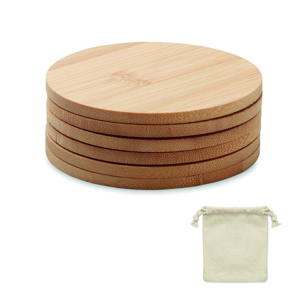 Logotrade promotional item picture of: Set of 6 bamboo coasters