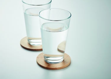 Logo trade promotional gift photo of: Set of 6 bamboo coasters