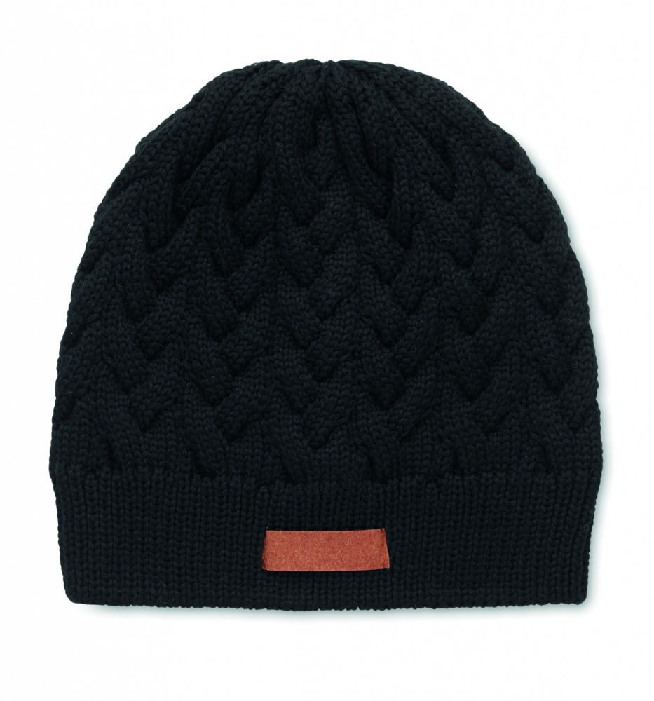 Logo trade promotional items picture of: Cable knit beanie in RPET
