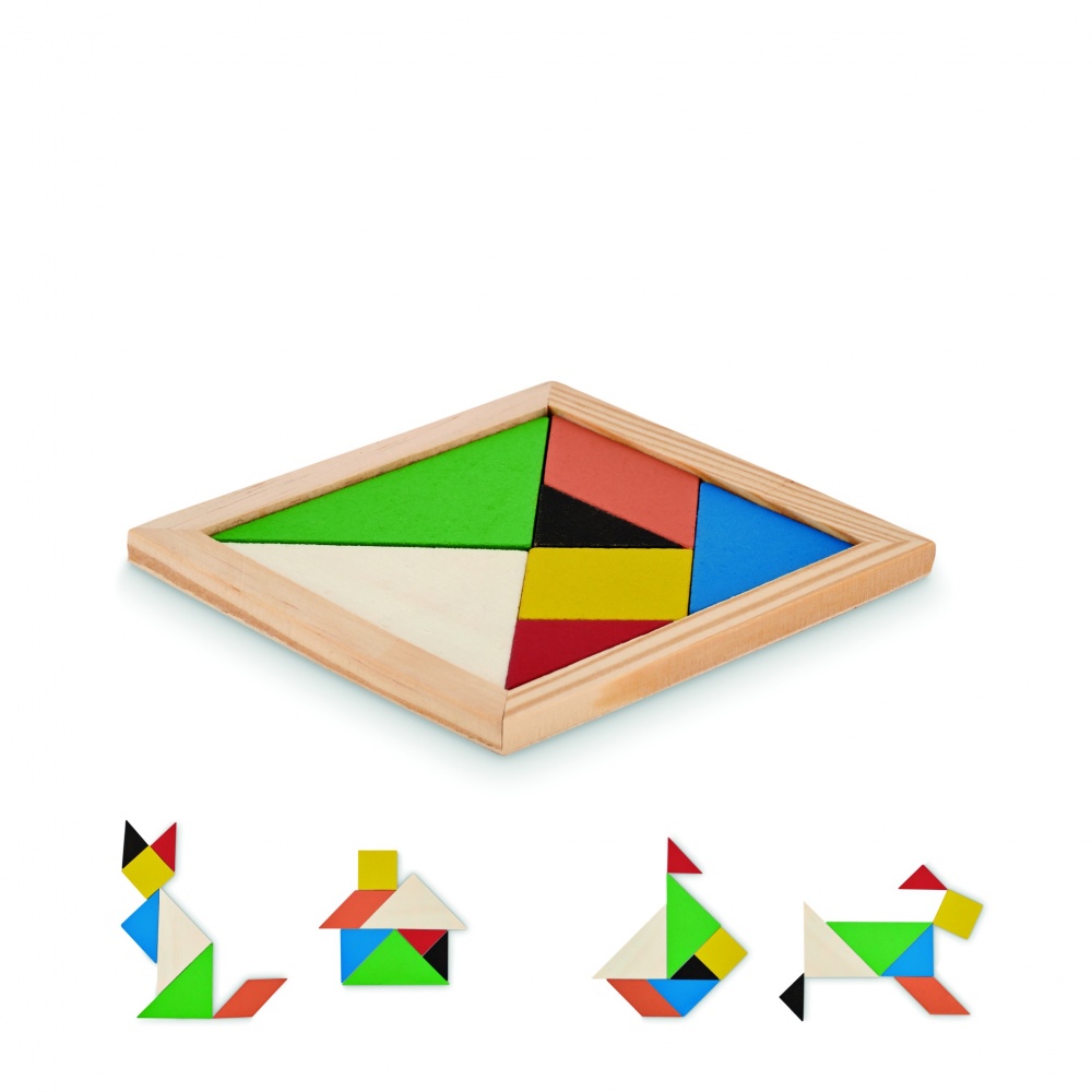 Logo trade promotional giveaway photo of: Tangram puzzle in wood