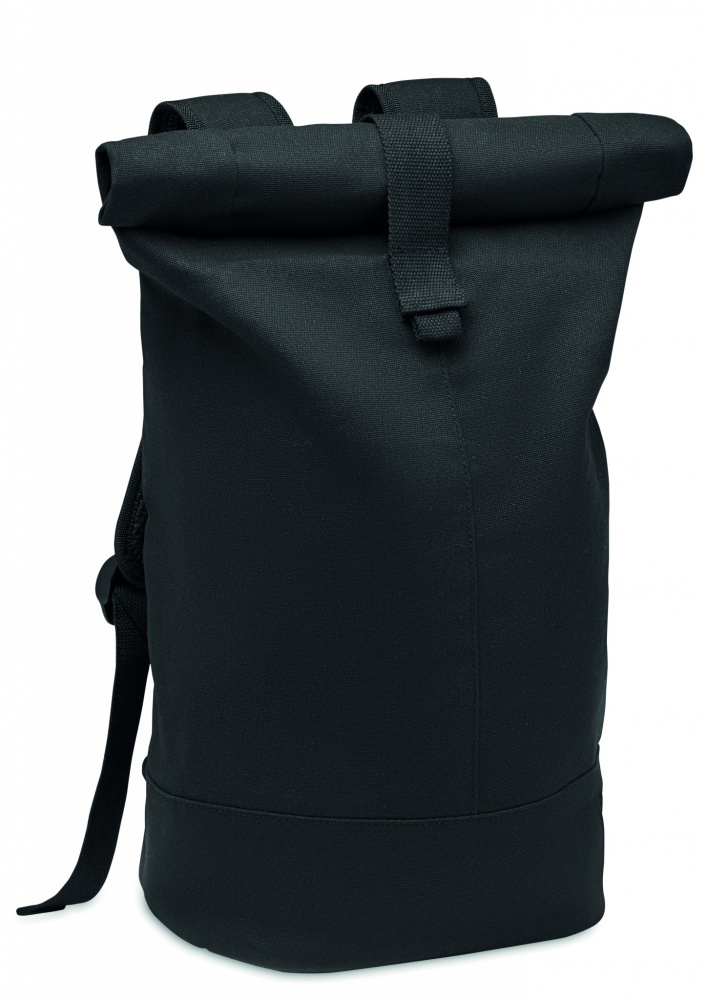 Logo trade promotional items image of: Rolltop washed canvas backpack