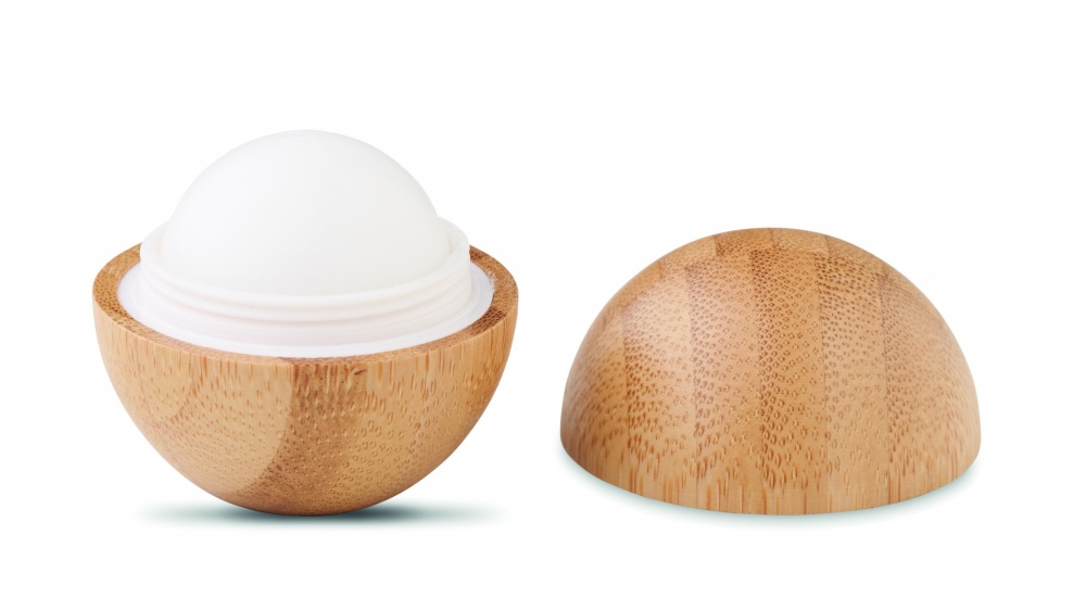 Logotrade promotional gift image of: Lip balm in round bamboo case