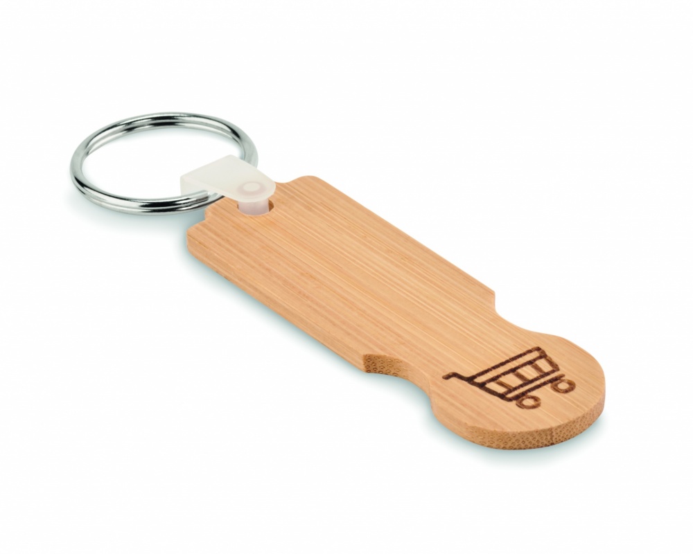 Logotrade promotional merchandise photo of: Bamboo euro token key ring Rauma