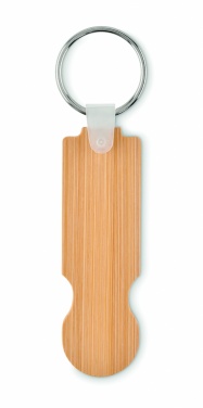 Logo trade promotional products image of: Bamboo euro token key ring Rauma