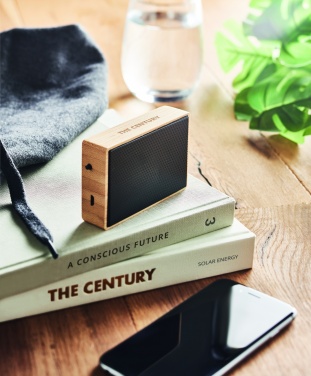 Logo trade promotional merchandise picture of: Solar bamboo wireless speaker