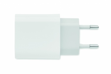 Logo trade promotional gifts picture of: 18W 2 port USB charger EU plug