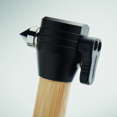 Logo trade promotional merchandise photo of: 3-in-1 bamboo flashlight with an emergency hammer and seatbelt cutter