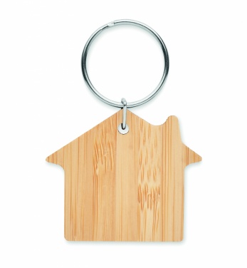 Logo trade corporate gift photo of: House shaped bamboo key ring Järvenpää