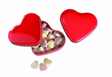 Heart tin box with candies
