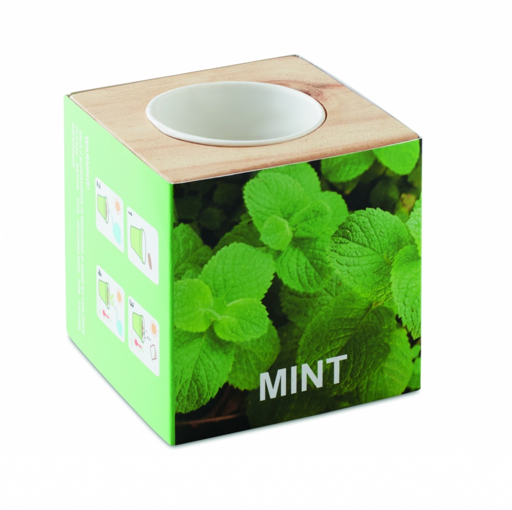 Logo trade promotional item photo of: Herb pot wood "MINT"