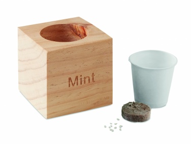 Logotrade promotional gift picture of: Herb pot wood "MINT"