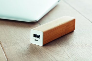 Logo trade promotional merchandise image of: Power bank bamboo 2200 mAh POWERBAM