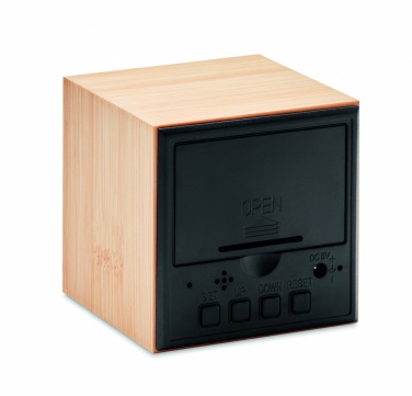 Logotrade corporate gifts photo of: LED alarm clock bamboo casing Dortmund