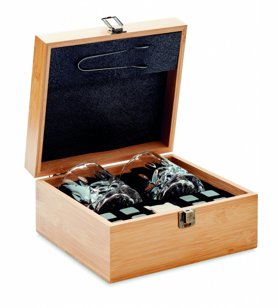 Logo trade business gifts image of: Whisky set in bamboo box