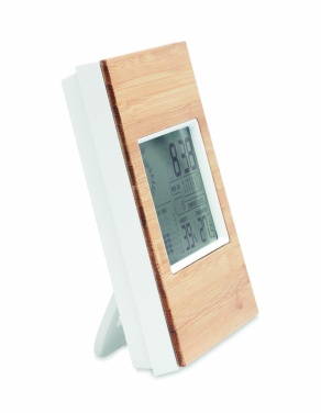 Logotrade promotional gift image of: Weather station bamboo front TURKU