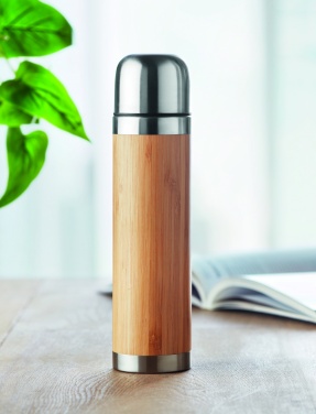 Logo trade promotional merchandise image of: Double wall bamboo cover flask 400ml CHAN BAMBOO