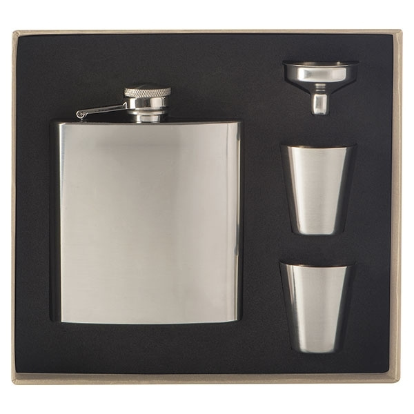 Logo trade corporate gifts picture of: Hip flask with 2 shot glasses SANDVIKEN 170 ml