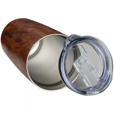 Logo trade promotional giveaways image of: Stainless steel mug with wooden look COSTA RICA 550 ml