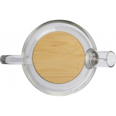 Logotrade advertising product picture of: Glass jug with bamboo lid FRANKFURT 1000ml