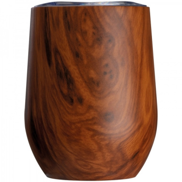 Logotrade promotional product picture of: Stainless steel mug with wooden look BRIGHTON 380 ml