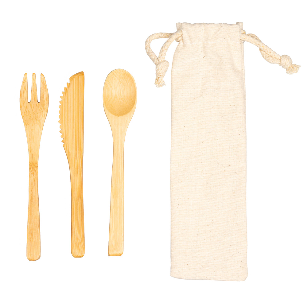 Logotrade promotional product image of: Bamboo cutlery set BONNEVILLE