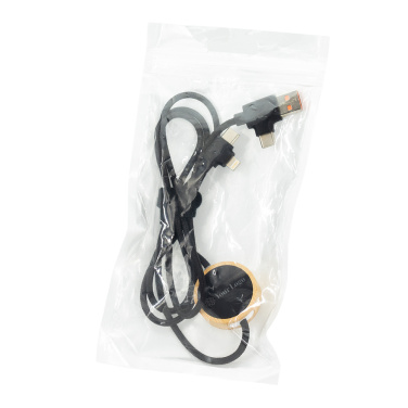 Logotrade promotional gift image of: 4in1 long wooden cable with elighted logo for engraving