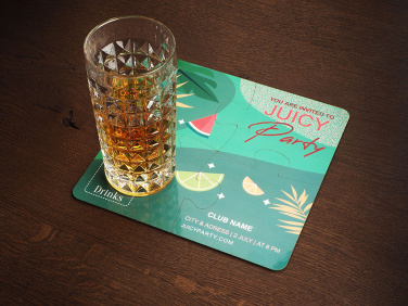 Logo trade advertising product photo of: Set of 4 PUZZLE glass coasters 1835117