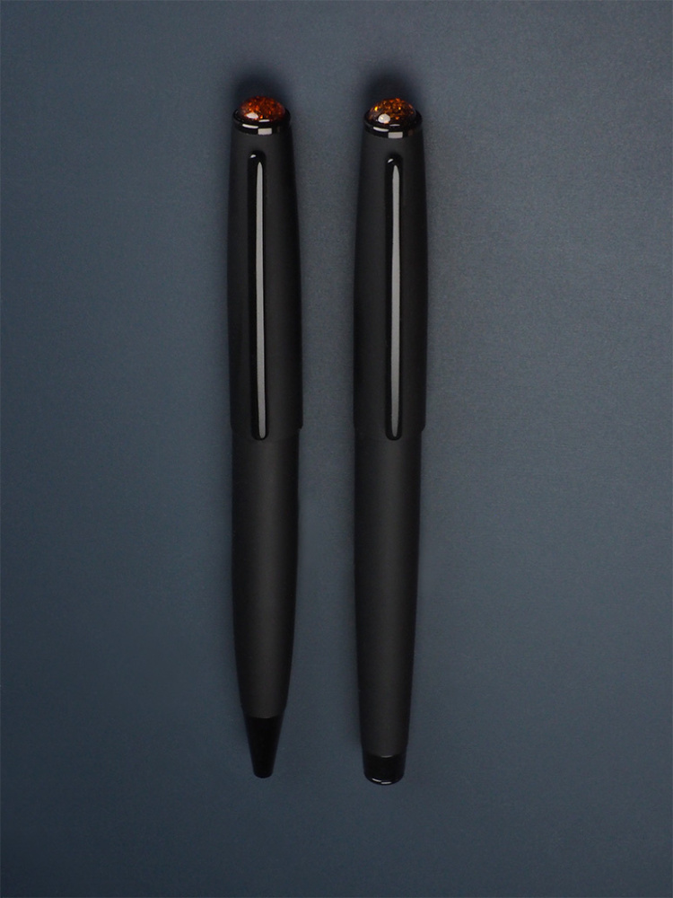 Logo trade corporate gift photo of: Amber Pen set  1235036