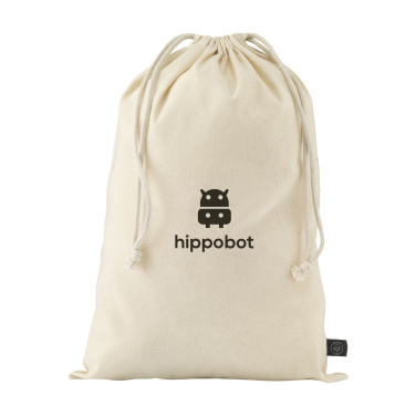 Logotrade promotional merchandise photo of: Gift Pouch Natural GRS Recycled Cotton (150 g/m²) L